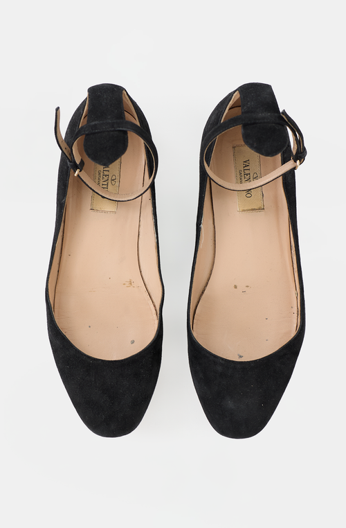 Valentino Suede Ankle Strap Flat
