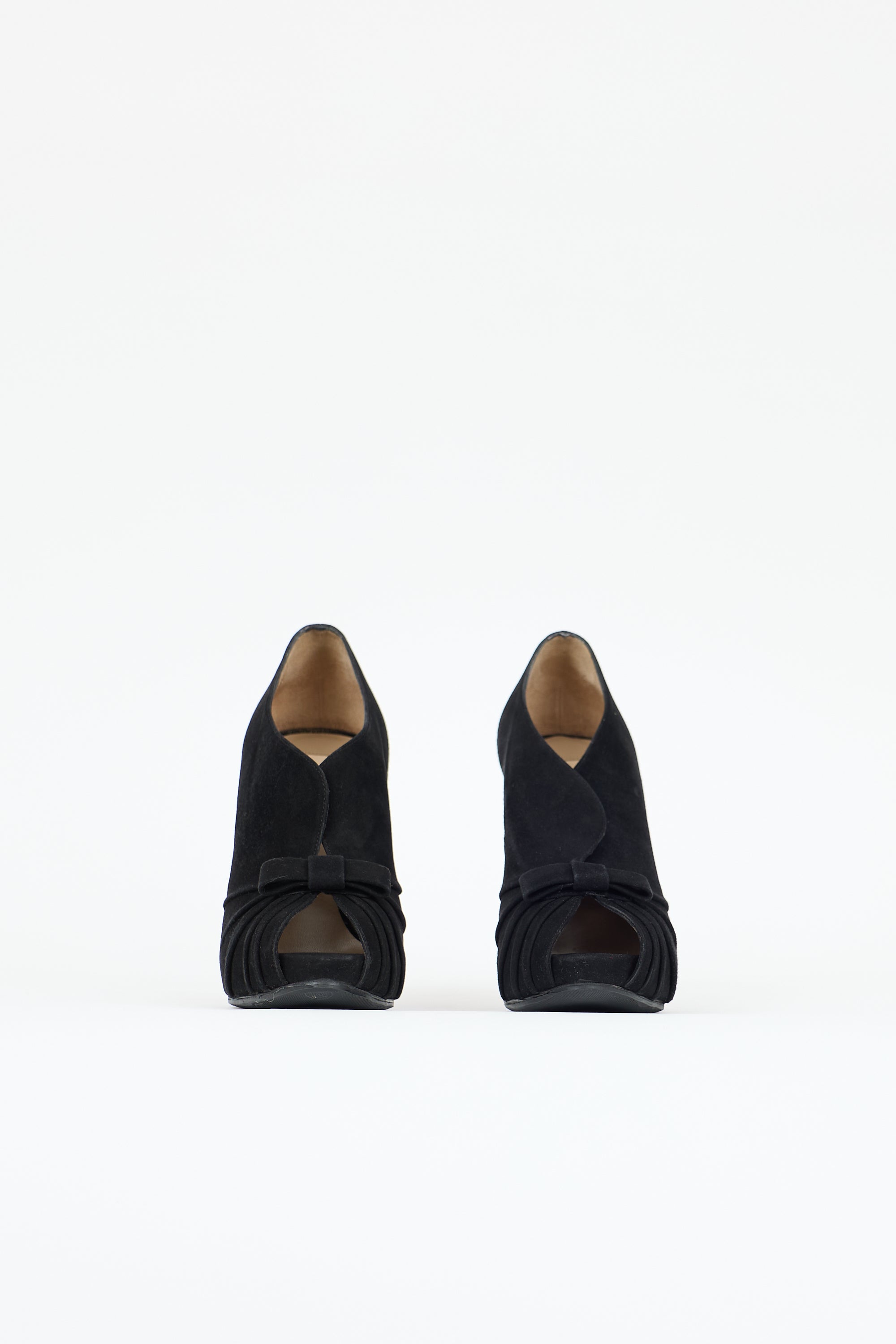 Valentino Suede Peep Toe Pump