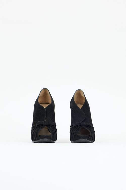 Valentino Suede Peep Toe Pump