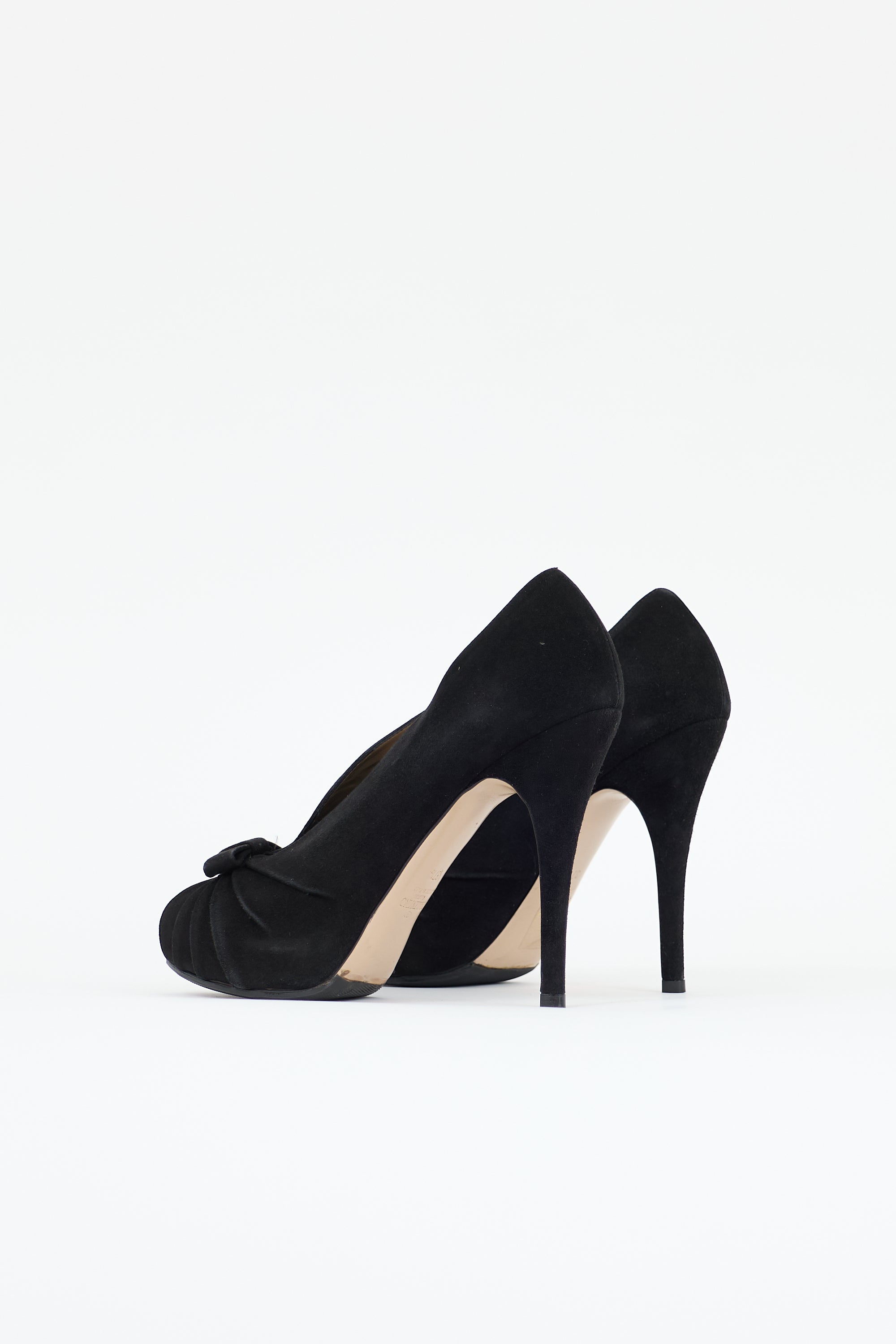 Valentino Suede Peep Toe Pump