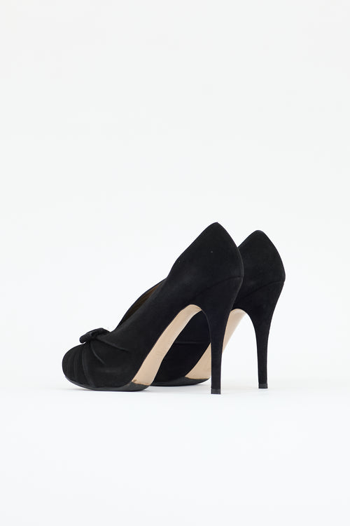 Valentino Suede Peep Toe Pump