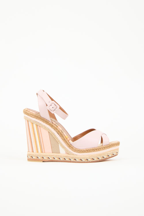 Valentino Leather Espadrille Wedge Sandal