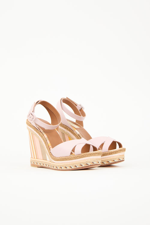 Valentino Leather Espadrille Wedge Sandal