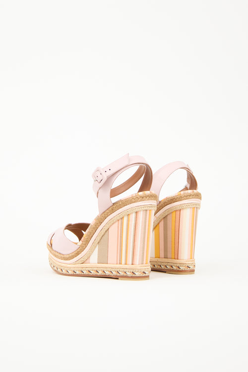 Valentino Leather Espadrille Wedge Sandal