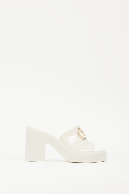 Valentino White & Gold VLogo Rubber Mule