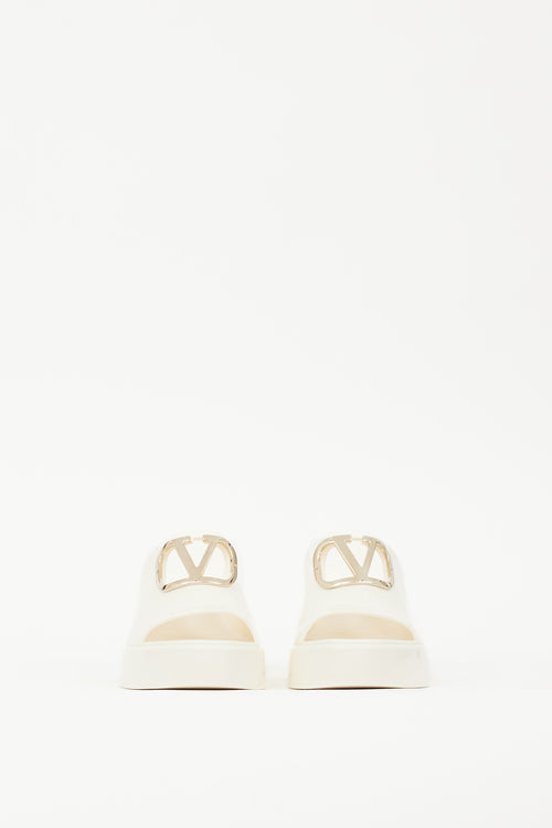 Valentino White & Gold VLogo Rubber Mule