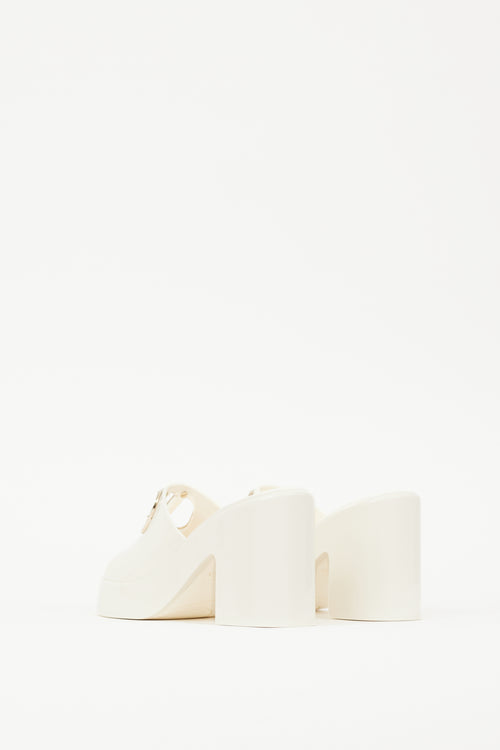 Valentino White & Gold VLogo Rubber Mule