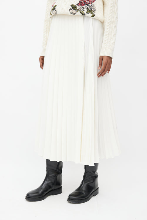 Valentino White Pleated Midi Skirt