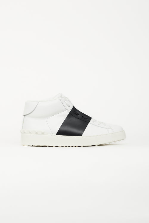 Valentino White & Black Leather Open Sneaker