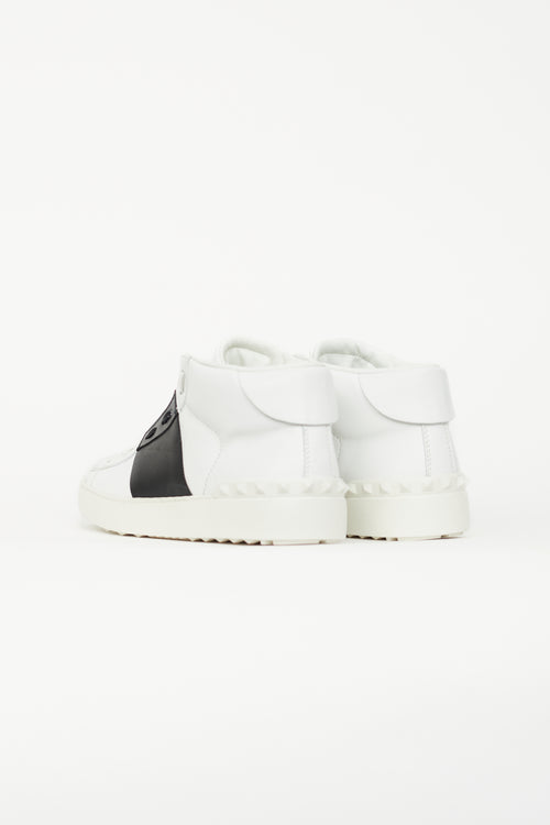 Valentino White & Black Leather Open Sneaker