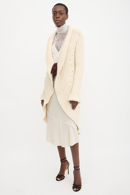 Valentino Wool Tie Front Long Cardigan