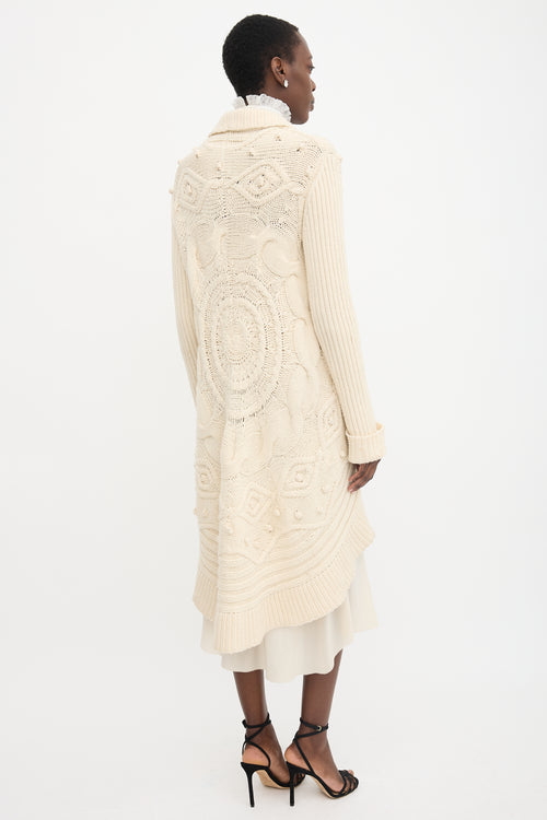 Valentino Wool Tie Front Long Cardigan