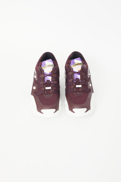 Valentino X Undercover Burgundy & White Climbers Sneaker