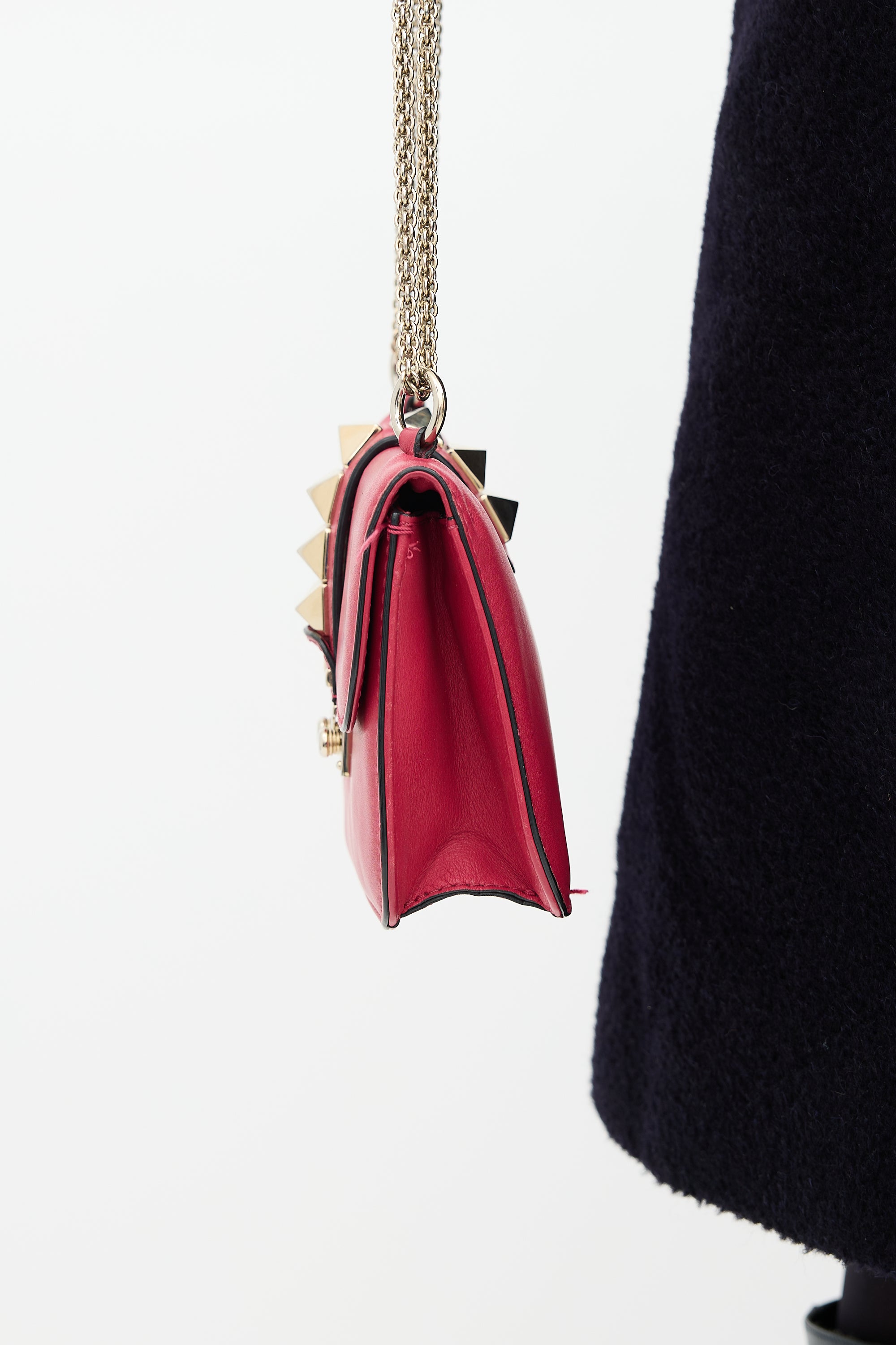Valentino Leather Glam Lock Rockstud Bag