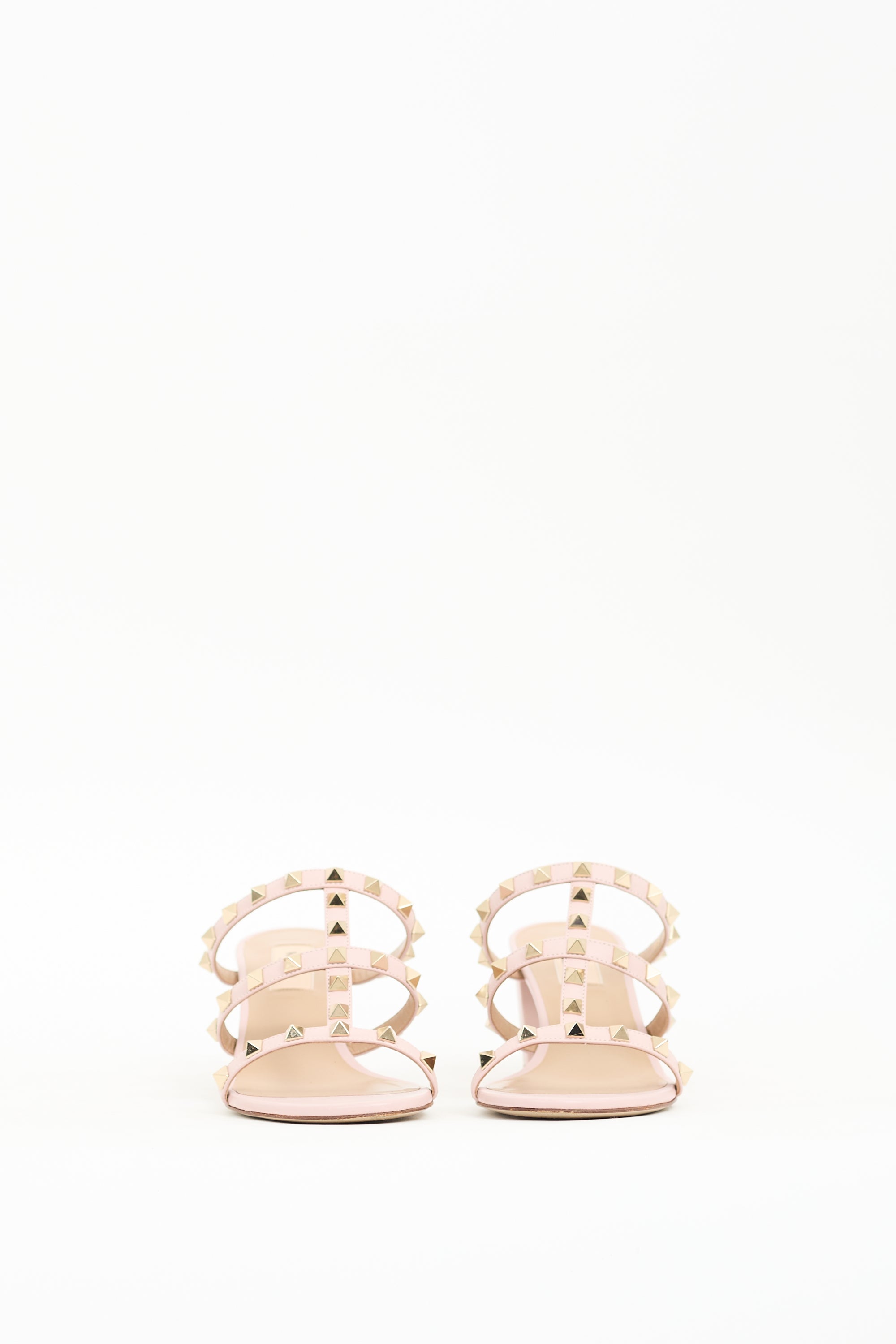 Valentino Pink Leather Caged Rockstud Sandal
