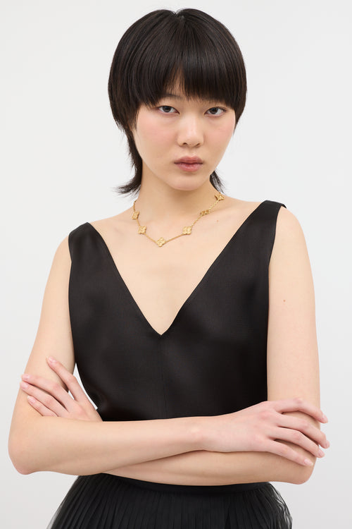 Van Cleef & Arpels 18K Gold Vintage Alhambra 10 Motif Necklace