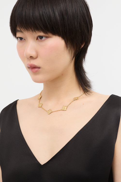 Van Cleef & Arpels 18K Gold Vintage Alhambra 10 Motif Necklace