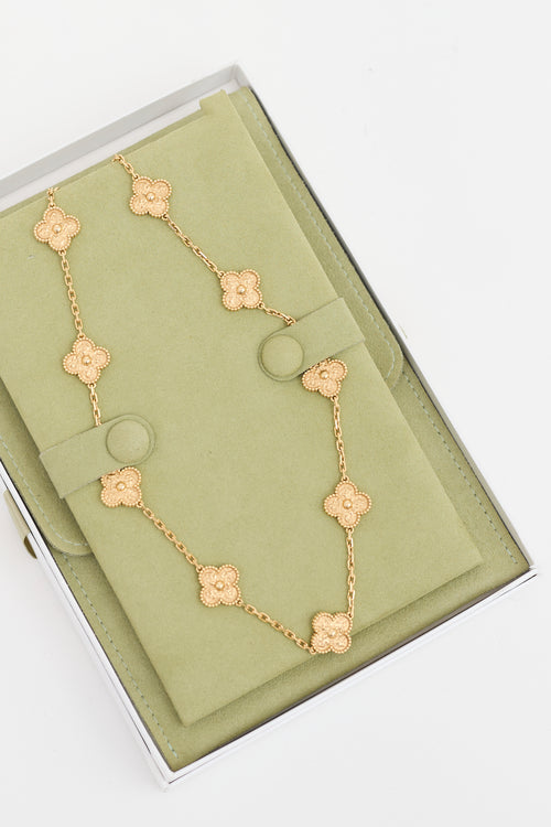 Van Cleef & Arpels 18K Gold Vintage Alhambra 10 Motif Necklace