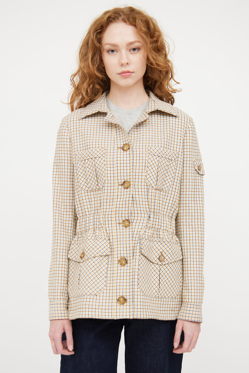 Veronica Beard Beige & Multicolour Plaid Blazer