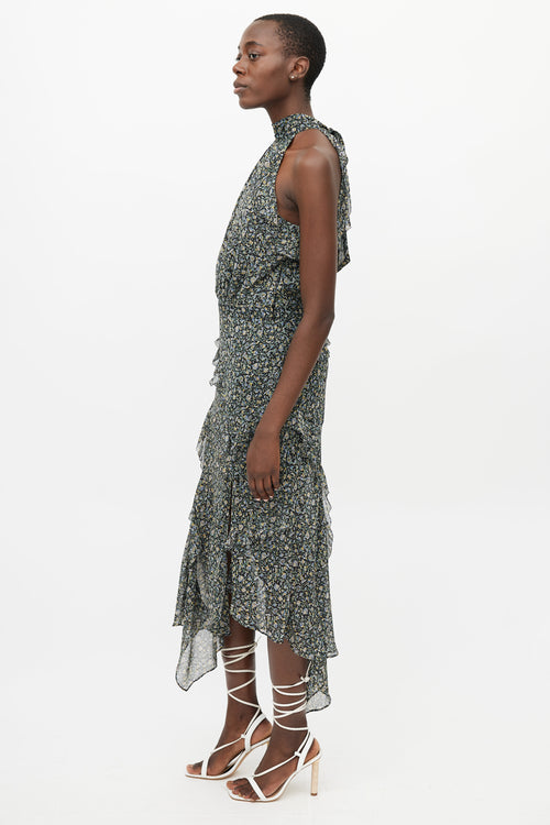 Veronica Beard Black & Multi Kailey Floral Ruffle Dress