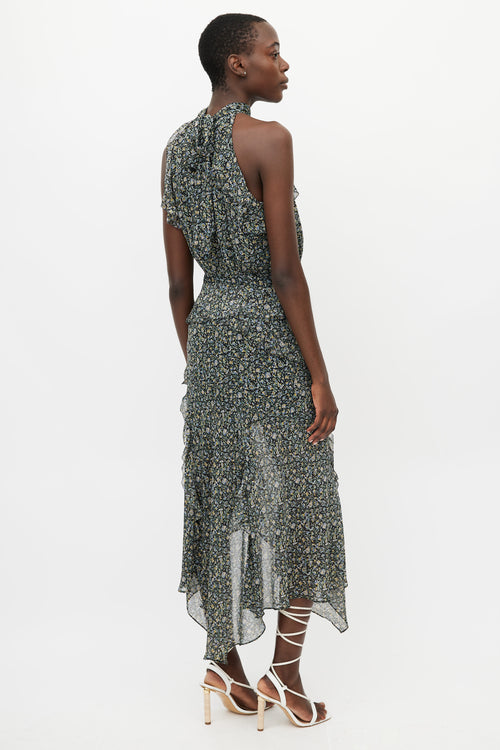 Veronica Beard Black & Multi Kailey Floral Ruffle Dress