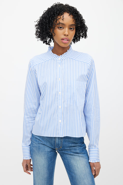 Veronica Beard Blue & White Striped Top