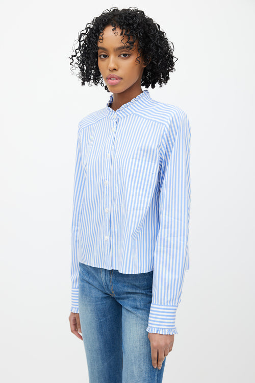 Veronica Beard Blue & White Striped Top