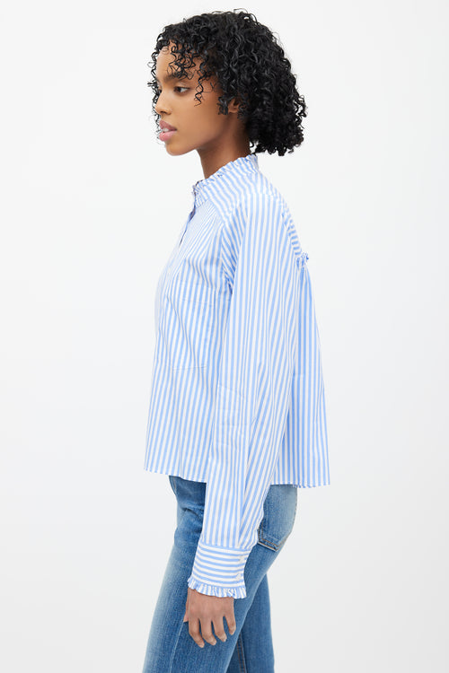 Veronica Beard Blue & White Striped Top