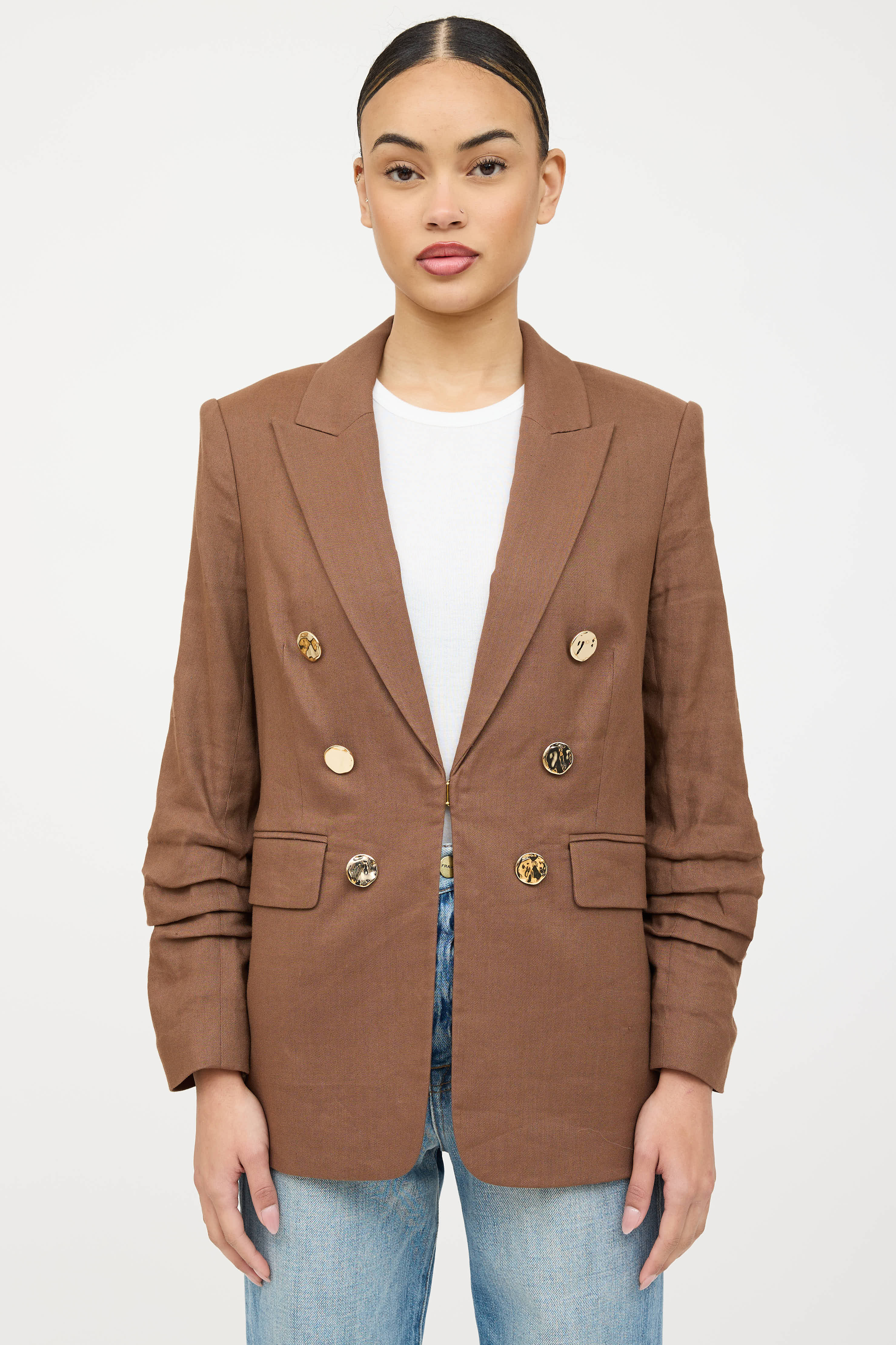 Veronica Beard Linen Gathered Blazer