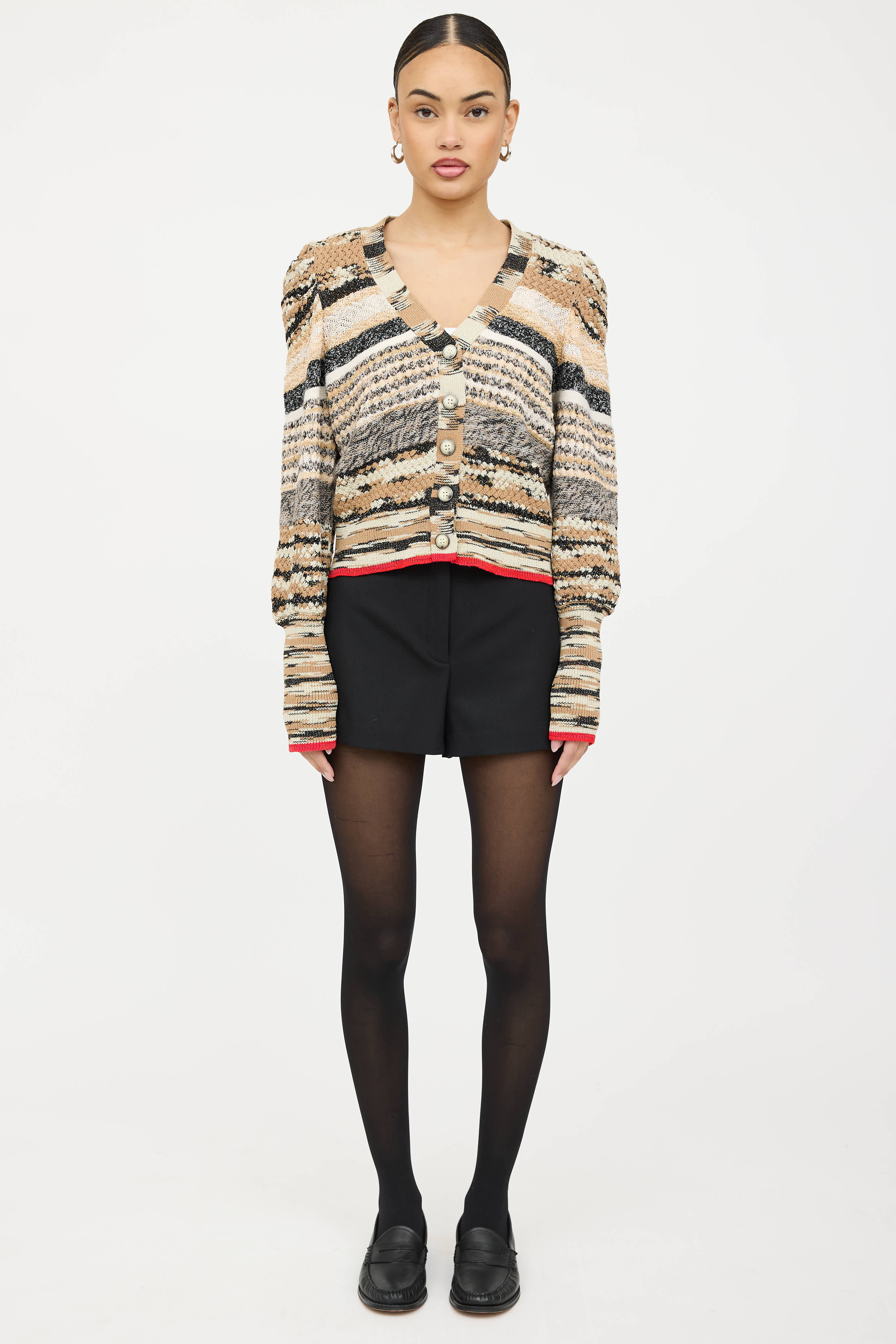Veronica Beard Beard Cecily Marbled Knit Cardigan