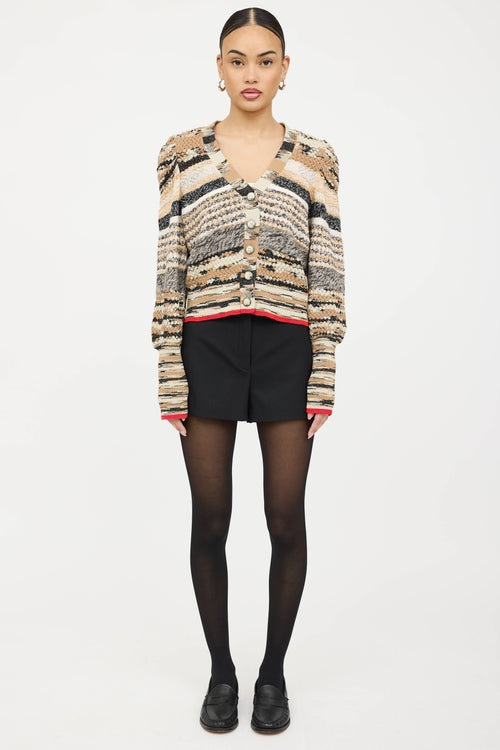 Veronica Beard Beard Cecily Marbled Knit Cardigan