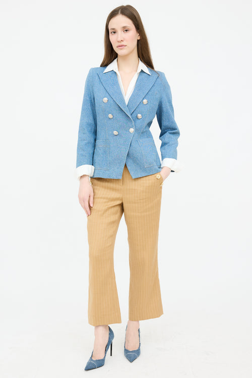 Veronica Beard Denim Double Breasted Blazer
