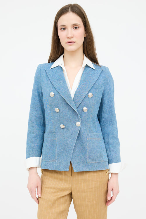 Veronica Beard Denim Double Breasted Blazer