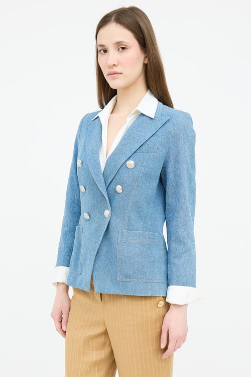 Veronica Beard Denim Double Breasted Blazer