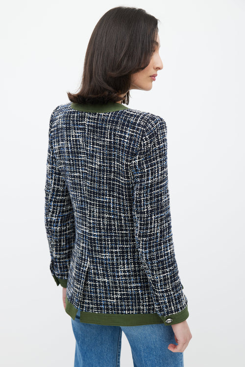 Veronica Beard Green & Navy Tweed Jacket