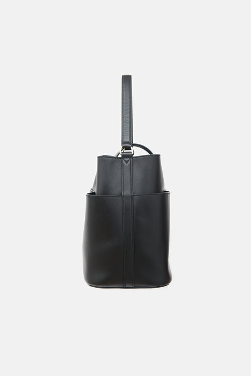 Veronica Beard Leather Crest Lock Bucket Bag