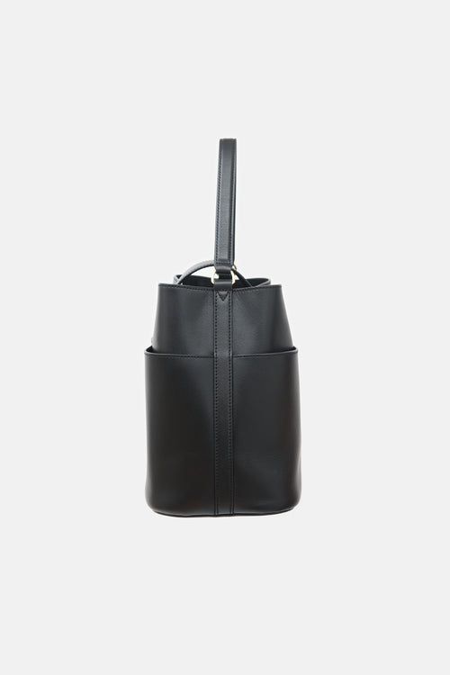 Veronica Beard Leather Crest Lock Bucket Bag