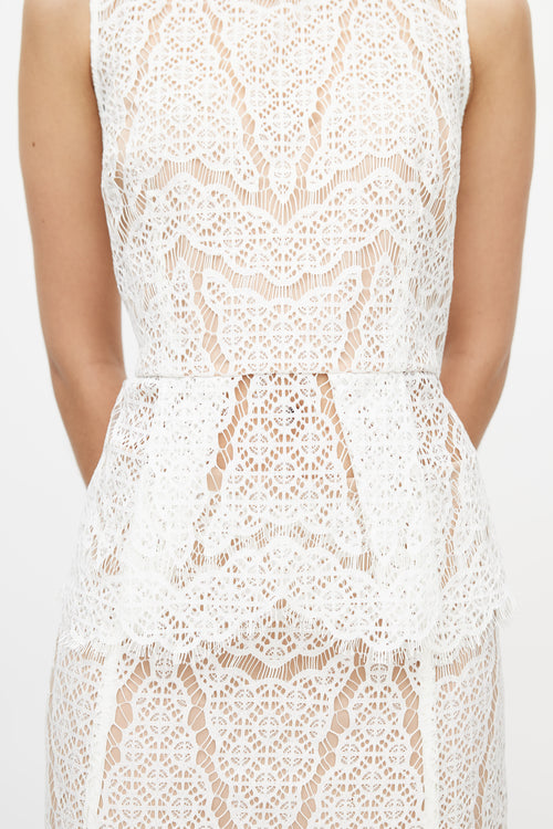 Veronica Beard White & Beige Lace Co-Ord Set
