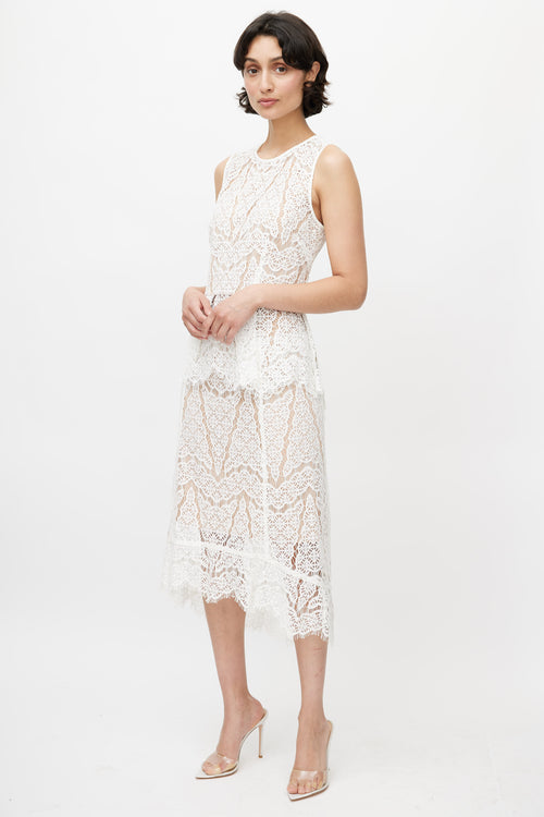 Veronica Beard White & Beige Lace Co-Ord Set