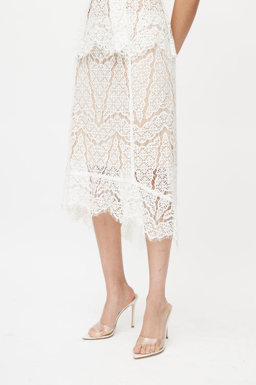 Veronica Beard White & Beige Lace Co-Ord Set