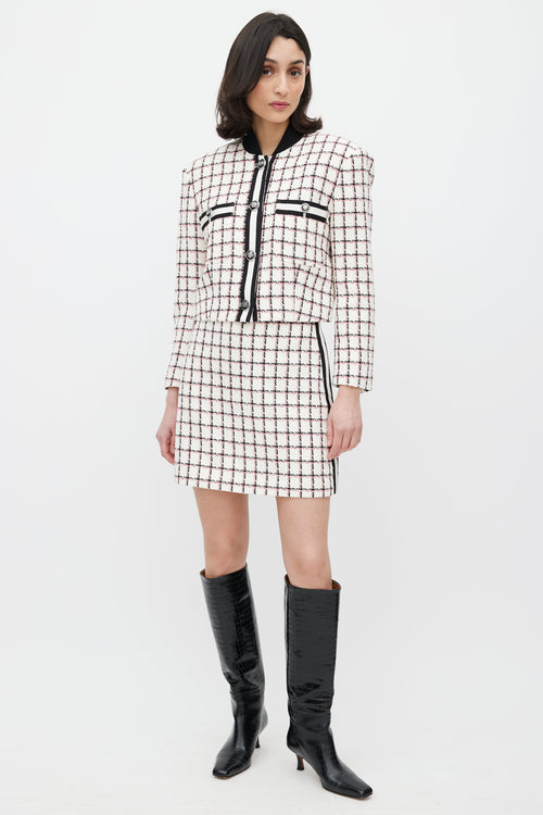 Veronica Beard White & Red Grid Pattern Co-Ord Set