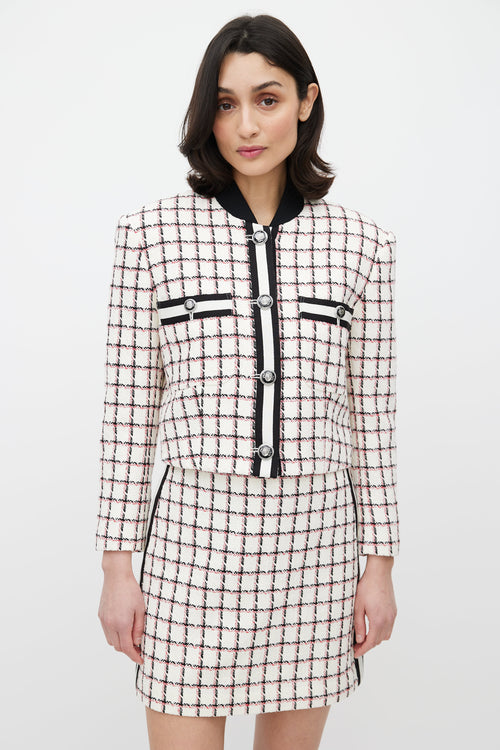 Veronica Beard White & Red Grid Pattern Co-Ord Set