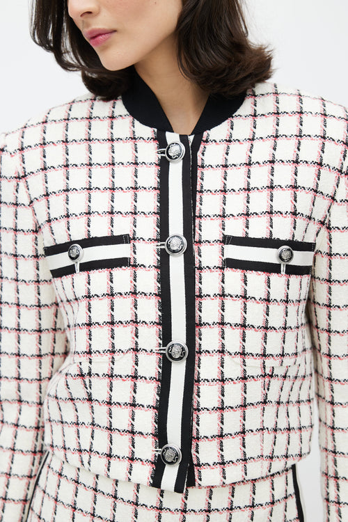 Veronica Beard White & Red Grid Pattern Co-Ord Set