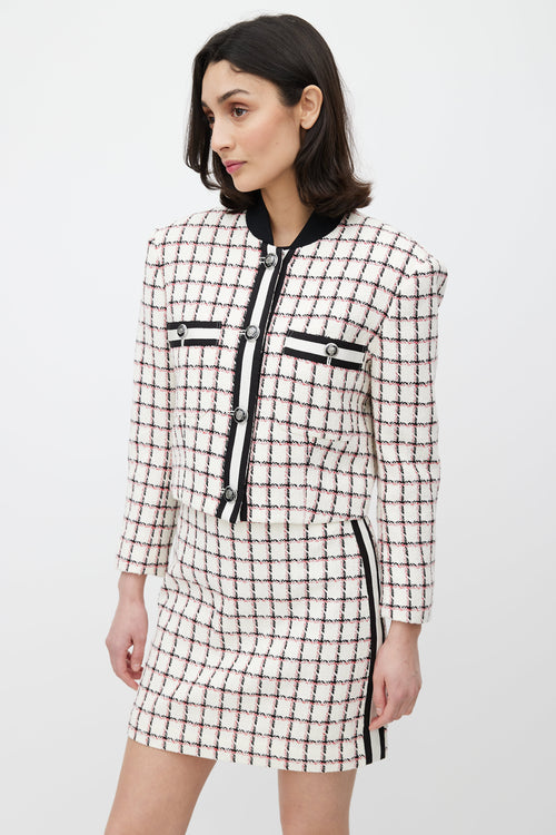 Veronica Beard White & Red Grid Pattern Co-Ord Set