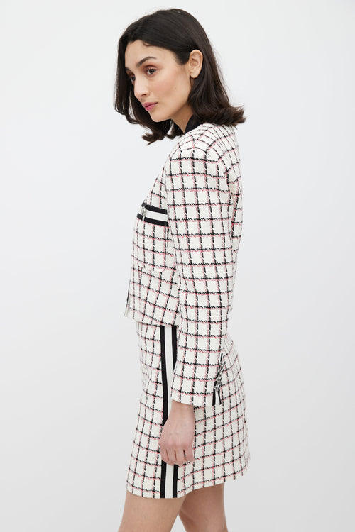 Veronica Beard White & Red Grid Pattern Co-Ord Set