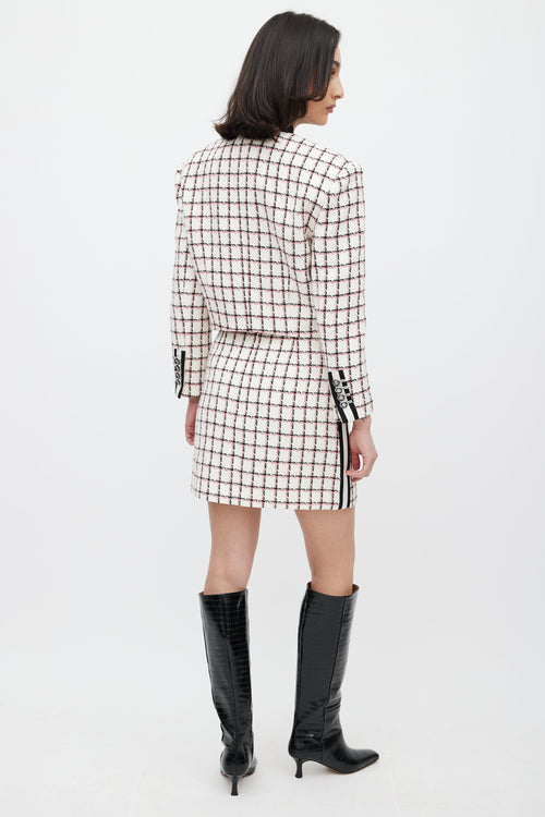 Veronica Beard White & Red Grid Pattern Co-Ord Set
