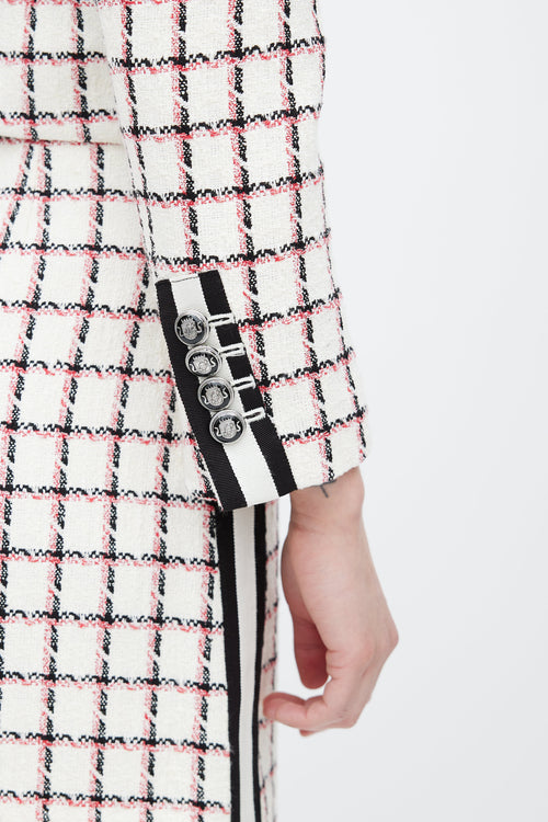 Veronica Beard White & Red Grid Pattern Co-Ord Set
