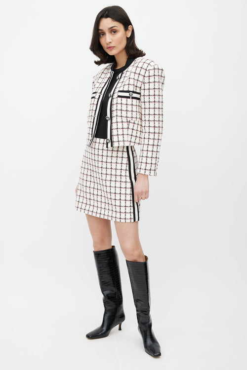 Veronica Beard White & Red Grid Pattern Co-Ord Set