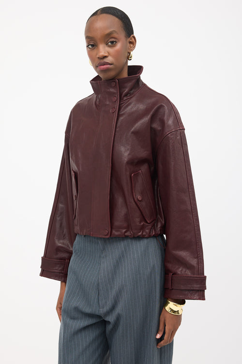 Veronica Beard Leather Bateman Cropped Jacket