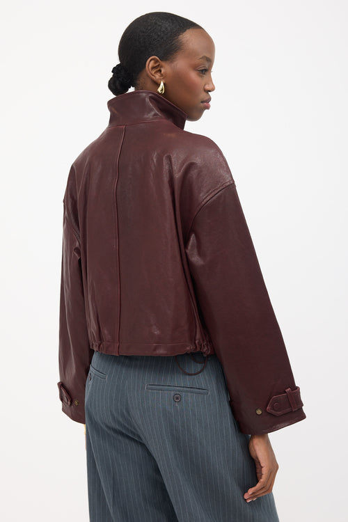 Veronica Beard Leather Bateman Cropped Jacket